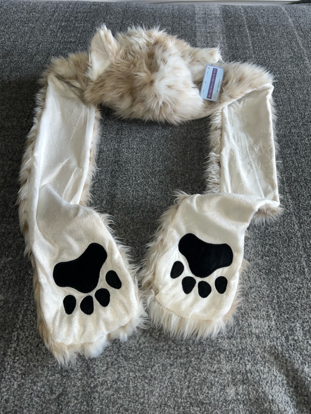 Leopard 3 In 1‎ Lovely Animal Beanie Cosplay Hat Scarf W/Paw Mittens